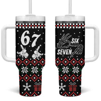 Six Seven Skeleton Hand Christmas Tumbler With Handle Meme Gen Alpha Slang - Wonder Print Shop