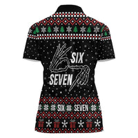 Six Seven Skeleton Hand Christmas Women Polo Shirt Meme Gen Alpha Slang - Wonder Print Shop
