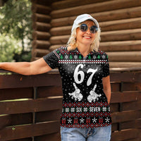 Six Seven Skeleton Hand Christmas Women Polo Shirt Meme Gen Alpha Slang - Wonder Print Shop