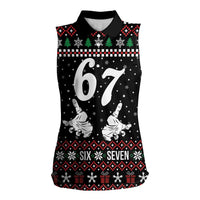 Six Seven Skeleton Hand Christmas Women Sleeveless Polo Shirt Meme Gen Alpha Slang - Wonder Print Shop