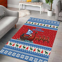 Greece Viking Santa Christmas Area Rug Funny Reindeer Norse Xmas - Wonder Print Shop