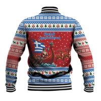 Greece Viking Santa Christmas Baseball Jacket Funny Reindeer Norse Xmas - Wonder Print Shop