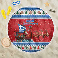 Greece Viking Santa Christmas Beach Blanket Funny Reindeer Norse Xmas - Wonder Print Shop