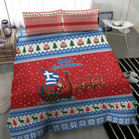 Greece Viking Santa Christmas Bedding Set Funny Reindeer Norse Xmas - Wonder Print Shop