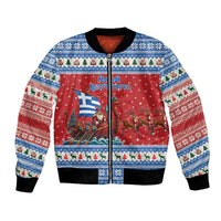 Greece Viking Santa Christmas Bomber Jacket Funny Reindeer Norse Xmas - Wonder Print Shop