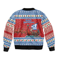 Greece Viking Santa Christmas Bomber Jacket Funny Reindeer Norse Xmas - Wonder Print Shop