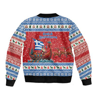 Greece Viking Santa Christmas Bomber Jacket Funny Reindeer Norse Xmas - Wonder Print Shop