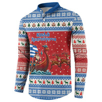 Greece Viking Santa Christmas Button Sweatshirt Funny Reindeer Norse Xmas - Wonder Print Shop