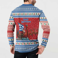 Greece Viking Santa Christmas Button Sweatshirt Funny Reindeer Norse Xmas - Wonder Print Shop
