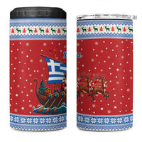 Greece Viking Santa Christmas 4 in 1 Can Cooler Tumbler Funny Reindeer Norse Xmas - Wonder Print Shop