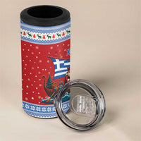Greece Viking Santa Christmas 4 in 1 Can Cooler Tumbler Funny Reindeer Norse Xmas - Wonder Print Shop