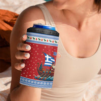 Greece Viking Santa Christmas 4 in 1 Can Cooler Tumbler Funny Reindeer Norse Xmas - Wonder Print Shop