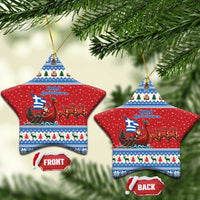 Greece Viking Santa Christmas Ceramic Ornament Funny Reindeer Norse Xmas - Wonder Print Shop