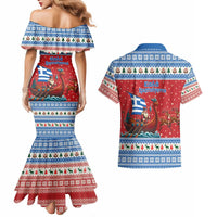 Greece Viking Santa Christmas Couples Matching Mermaid Dress and Hawaiian Shirt Funny Reindeer Norse Xmas - Wonder Print Shop
