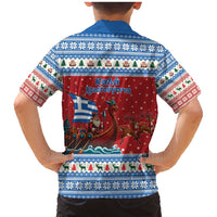 Greece Viking Santa Christmas Family Matching Mermaid Dress and Hawaiian Shirt Funny Reindeer Norse Xmas - Wonder Print Shop