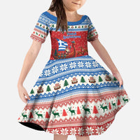 Greece Viking Santa Christmas Family Matching Off The Shoulder Long Sleeve Dress and Hawaiian Shirt Funny Reindeer Norse Xmas - Wonder Print Shop