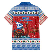 Greece Viking Santa Christmas Family Matching Off The Shoulder Long Sleeve Dress and Hawaiian Shirt Funny Reindeer Norse Xmas - Wonder Print Shop