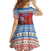 Greece Viking Santa Christmas Family Matching Off Shoulder Maxi Dress and Hawaiian Shirt Funny Reindeer Norse Xmas - Wonder Print Shop
