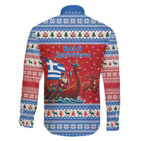 Greece Viking Santa Christmas Family Matching Off Shoulder Maxi Dress and Hawaiian Shirt Funny Reindeer Norse Xmas - Wonder Print Shop