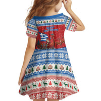 Greece Viking Santa Christmas Family Matching Off Shoulder Short Dress and Hawaiian Shirt Funny Reindeer Norse Xmas - Wonder Print Shop