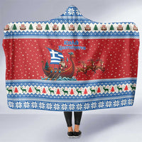 Greece Viking Santa Christmas Hooded Blanket Funny Reindeer Norse Xmas - Wonder Print Shop