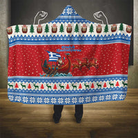 Greece Viking Santa Christmas Hooded Blanket Funny Reindeer Norse Xmas - Wonder Print Shop