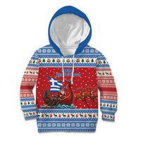 Greece Viking Santa Christmas Kid Hoodie Funny Reindeer Norse Xmas - Wonder Print Shop