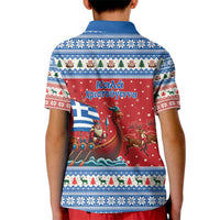 Greece Viking Santa Christmas Kid Polo Shirt Funny Reindeer Norse Xmas - Wonder Print Shop
