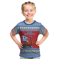Greece Viking Santa Christmas Kid T Shirt Funny Reindeer Norse Xmas - Wonder Print Shop