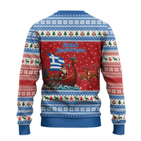 Greece Viking Santa Christmas Ugly Christmas Sweater Funny Reindeer Norse Xmas - Wonder Print Shop