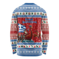 Greece Viking Santa Christmas Long Sleeve Shirt Funny Reindeer Norse Xmas - Wonder Print Shop