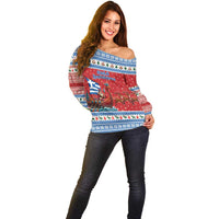 Greece Viking Santa Christmas Off Shoulder Sweater Funny Reindeer Norse Xmas - Wonder Print Shop