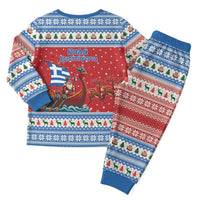 Greece Viking Santa Christmas Pajama Set Funny Reindeer Norse Xmas - Wonder Print Shop