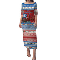 Greece Viking Santa Christmas Puletasi Funny Reindeer Norse Xmas - Wonder Print Shop