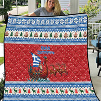 Greece Viking Santa Christmas Quilt Funny Reindeer Norse Xmas - Wonder Print Shop
