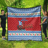 Greece Viking Santa Christmas Quilt Funny Reindeer Norse Xmas - Wonder Print Shop
