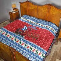 Greece Viking Santa Christmas Quilt Funny Reindeer Norse Xmas - Wonder Print Shop