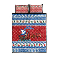 Greece Viking Santa Christmas Quilt Bed Set Funny Reindeer Norse Xmas - Wonder Print Shop