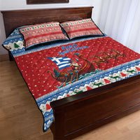 Greece Viking Santa Christmas Quilt Bed Set Funny Reindeer Norse Xmas - Wonder Print Shop