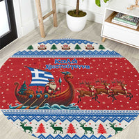 Greece Viking Santa Christmas Round Carpet Funny Reindeer Norse Xmas - Wonder Print Shop