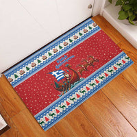 Greece Viking Santa Christmas Rubber Doormat Funny Reindeer Norse Xmas - Wonder Print Shop