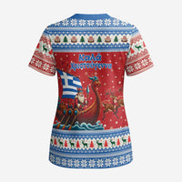 Greece Viking Santa Christmas Scrub Top Funny Reindeer Norse Xmas - Wonder Print Shop