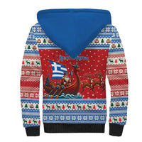 Greece Viking Santa Christmas Sherpa Hoodie Funny Reindeer Norse Xmas - Wonder Print Shop