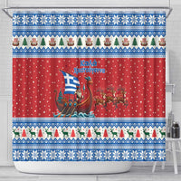 Greece Viking Santa Christmas Shower Curtain Funny Reindeer Norse Xmas - Wonder Print Shop
