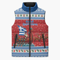Greece Viking Santa Christmas Sleeveless Puffer Jacket Funny Reindeer Norse Xmas - Wonder Print Shop