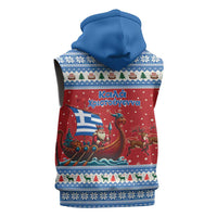 Greece Viking Santa Christmas Sleeveless Zip Hoodie Funny Reindeer Norse Xmas - Wonder Print Shop
