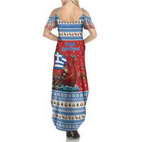 Greece Viking Santa Christmas Summer Maxi Dress Funny Reindeer Norse Xmas - Wonder Print Shop