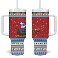 Greece Viking Santa Christmas Tumbler With Handle Funny Reindeer Norse Xmas - Wonder Print Shop