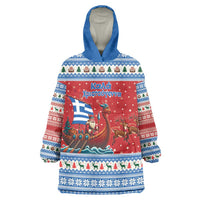 Greece Viking Santa Christmas Wearable Blanket Hoodie Funny Reindeer Norse Xmas - Wonder Print Shop