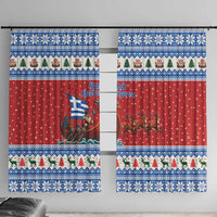 Greece Viking Santa Christmas Window Curtain Funny Reindeer Norse Xmas - Wonder Print Shop